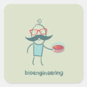 Bioengineering Scientist mit Petri Dish Quadratischer Aufkleber (Vorderseite)