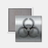Biogefährdung aus gebürstetem Stahl Magnet (Vorderseite/Rückseite)