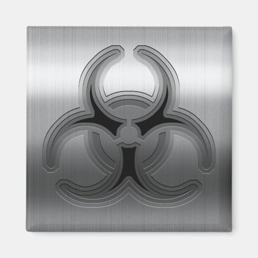 Biogefährdung aus gebürstetem Stahl Magnet (Vorne)