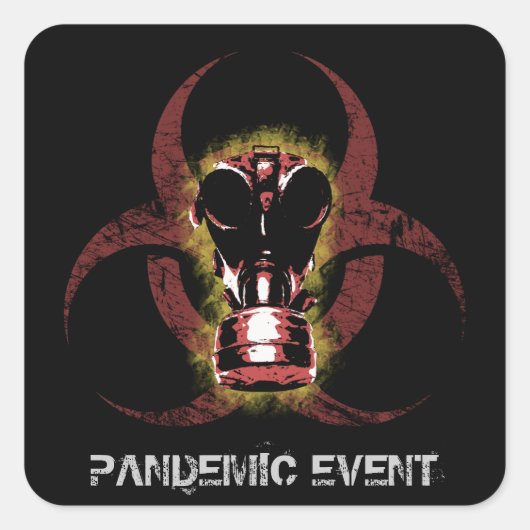 Biogefährdung Gasmaske individuell anpassbar Quadratischer Aufkleber (Vorderseite)