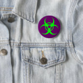 Biogefährdung-Grün auf lila Knopf Button (Beispiel)