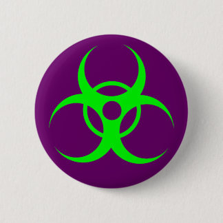 Biogefährdung-Grün auf lila Knopf Button