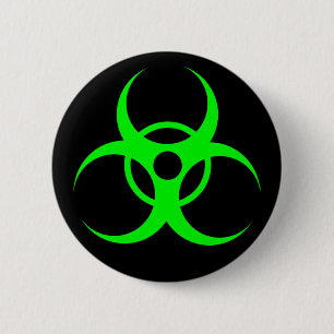 Biogefährdung-Grün auf schwarzem Knopf Button