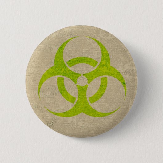 Biogefährdung Lime Green Grunge Button (Vorderseite)