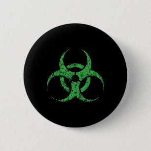 Biogefährdung Symbol Vintag Green Funny Halloween Button