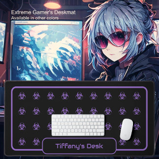 Biogefährdung-Symbole - Lila auf einem schwarzen H Schreibtischunterlage