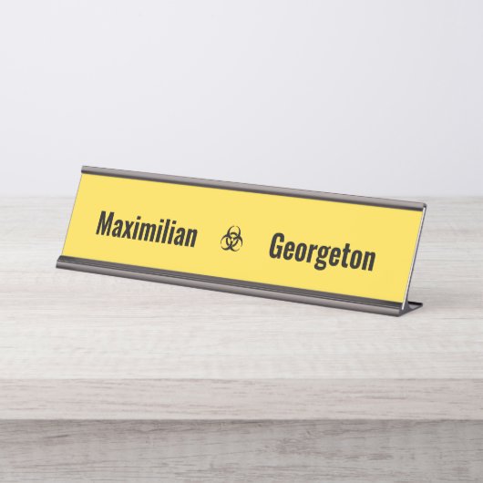 Biogefährdung-Symbole - Schwarz auf einem gelben H Schreibtischnamensplakette (Vorderseite )
