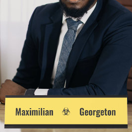 Biogefährdung-Symbole - Schwarz auf einem gelben H Schreibtischnamensplakette