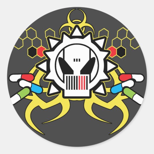 Biogefährdung Tech Skull Runder Aufkleber (Vorderseite)