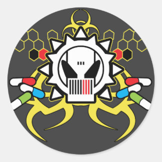 Biogefährdung Tech Skull Runder Aufkleber