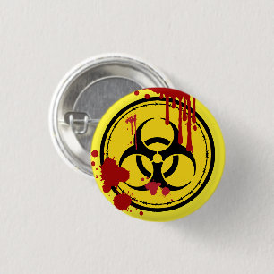 Biogefährdung Warnsymbol Bloody Zombie Button