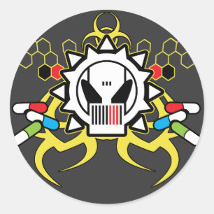 Biogefährdungtech-Schädel Runder Aufkleber