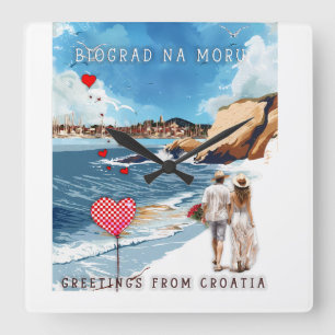 Biograd na moru 5 quadratische wanduhr