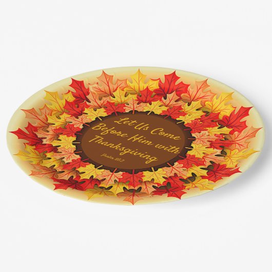 Biokonzept Herbst bleibt Erntedank 9" Pappteller (Schrägansicht)