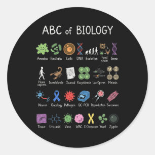 Biologie Alphabet Wissenschaft Bildung Lehrer Schü Runder Aufkleber