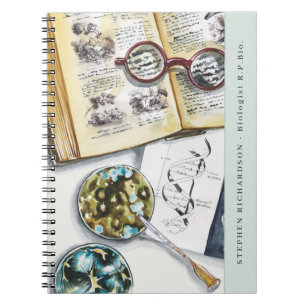 Biologie Biologe Scientist Wasserfarben Monogram Notizblock