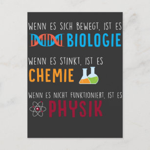 Biologie Chemie Physik Wissenschaft Spaß Postkarte