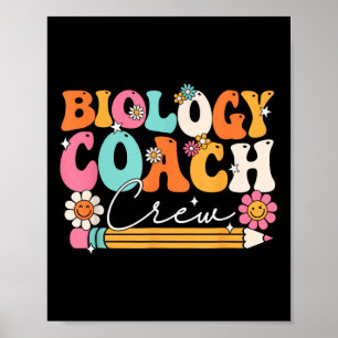 Biologie-Coach-Crew Groovy Vintage Happy Erster Ta Poster