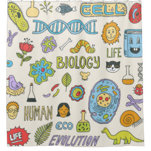 Biologie. Handgezeichnet. Vintage Darstellung.  Duschvorhang