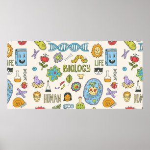 Biologie. Handgezeichnet. Vintage Darstellung. Poster
