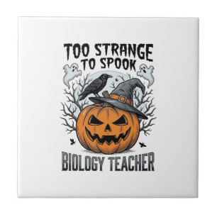 Biologie-Lehrer-Halloween-Shirt Gruseliger Kürbis Fliese