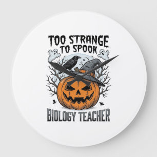 Biologie-Lehrer-Halloween-Shirt Gruseliger Kürbis  Große Wanduhr