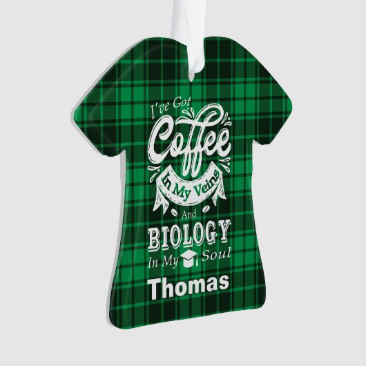 Biologiekaffee in meinen Venen Kariert Ornament (Vorderseite)