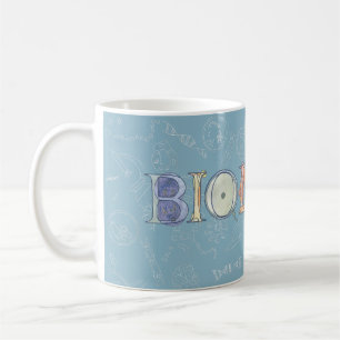 Biologiekarten und Typografie blau Kaffeetasse
