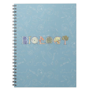 Biologiekarten und Typografie blau Notizblock