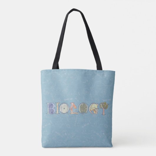 Biologiekarten und Typografie blau Tasche (Rückseite)