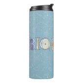 Biologiekarten und Typografie blau Thermosbecher (Nach links gedreht)