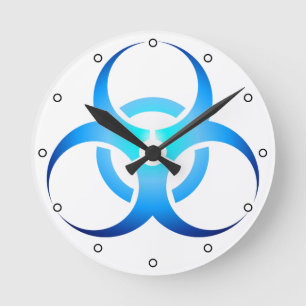 Biologische Biogefährdung Symbol blau mit Punkten Runde Wanduhr