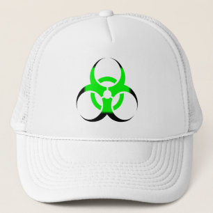 Biologische Biogefährdung Symbol grün und schwarz Truckerkappe