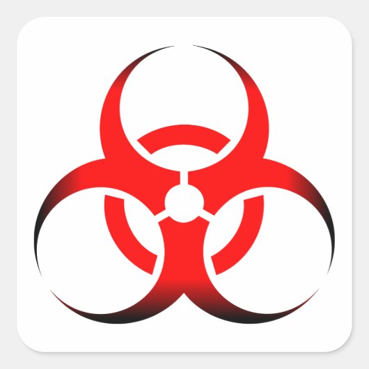 Biologische Biogefährdung Symbol rot und schwarz Quadratischer Aufkleber (Vorderseite)