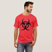 Biologische Biogefährdung Symbol schwarz auf rot T-Shirt (Vorne ganz)
