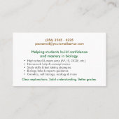 Biologische naturwissenschaftliche Unterrichtsdien Visitenkarte (Rückseite)