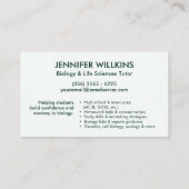 Biologische naturwissenschaftliche Unterrichtsdien Visitenkarte (Rückseite)