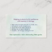 Biologische naturwissenschaftliche Unterrichtsdien Visitenkarte (Rückseite)