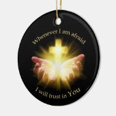 Biologisches Zitat mit Händen, die Cross halten Keramik Ornament (Links)