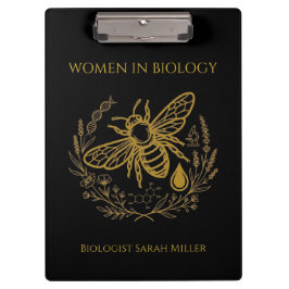 Biology Bee & Golden DNA Spiral Notebook Klemmbrett