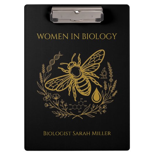 Biology Bee & Golden DNA Spiral Notebook Klemmbrett (Vorderseite)