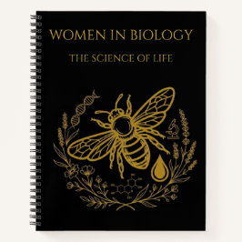 Biology Bee & Golden DNA Spiral Notebook Notizblock