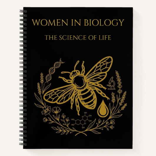 Biology Bee & Golden DNA Spiral Notebook Notizblock (Vorderseite)