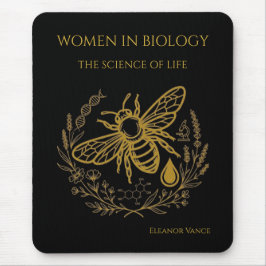 Biology Bee Golden DNA Spiral | Women in Science Mousepad