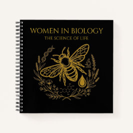 Biology Bee & Golden DNA Square Notebook Notizblock