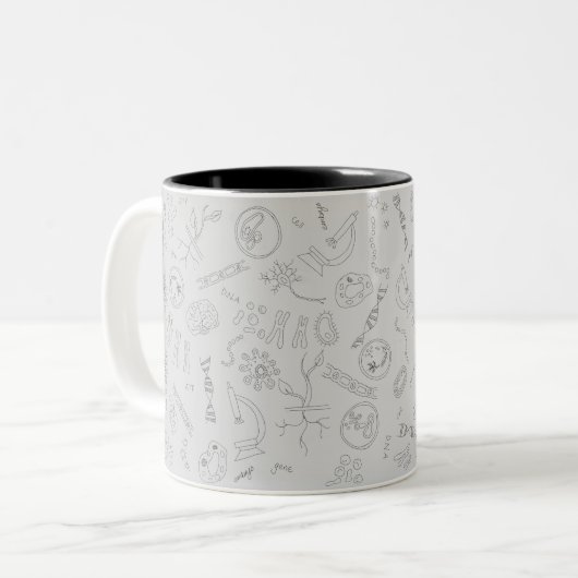 Biology diagram pattern black grey zweifarbige tasse (Vorderseite Links)