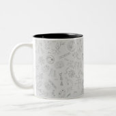 Biology diagram pattern black grey zweifarbige tasse (Links)