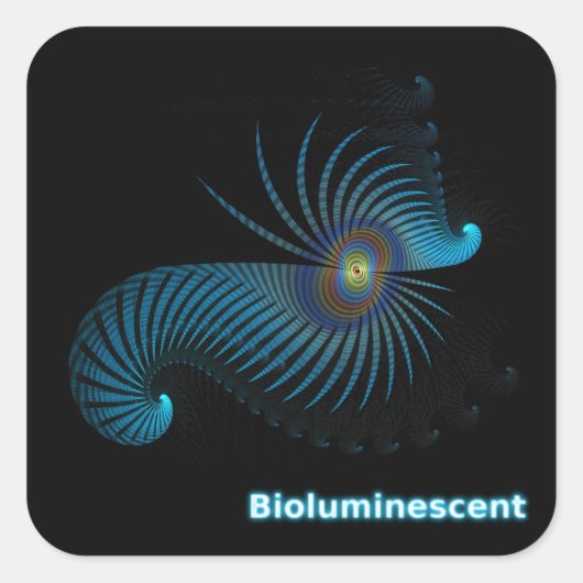 Biolumineszente Alien Sea Creation Quadratischer Aufkleber (Vorderseite)