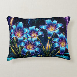 Biolumineszente Blume Nachtgartenillustrierung Dekokissen
