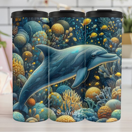 Biolumineszente Dolphin Coral Reef Thermosbecher
